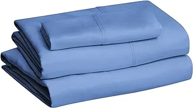 Amazon Basics Lightweight Super Soft Easy Care Microfiber 3-Piece Bed Sheet Set with 35.56 CM Deep Pockets, Twin, Dutch Blue, Solid