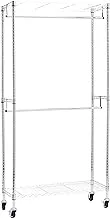 Amazon Basics Adjustable, Double Hanging Rod Garment Rolling Closet Organizer Rack - Chrome, 182.8 cm
