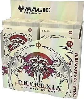 السحر: The Gathering Phyrexia: All Will Be One Collector Boost Box | 12 عبوة (180 بطاقة سحرية) (قد تختلف التعبئة)