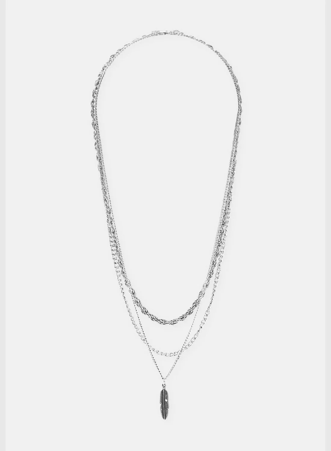 PULL&BEAR Pack of 3 feather pendant necklaces