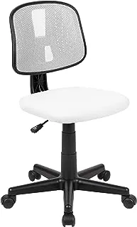 Flash Furniture Flash Fundamentals Mid-Back Swivel Task Office Chair with Pivot Back, Height-Adjustable Ergonomic Mesh Office Desk Chair, White