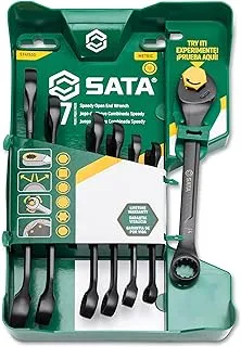 SATA, 7 Pc. Metric X6 Open End Ratcheting Combination Wrench Set - 8, 10, 12, 13, 14, 15, 17 mm