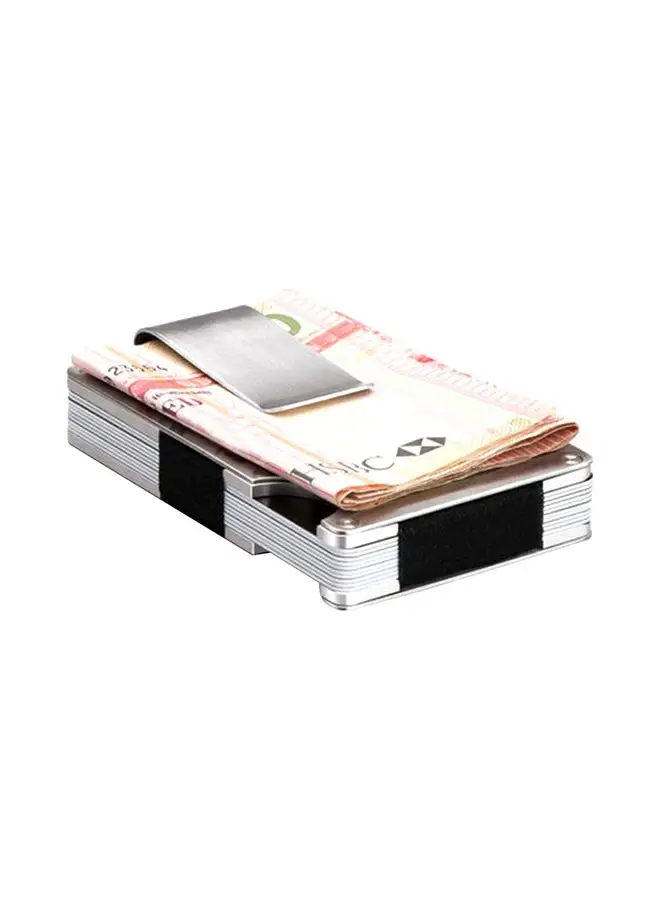 حامل بطاقة ائتمان بلولانز بمشابك نقود من الفولاذ المقاوم للصدأ بميزة RFID مقاس 87 مم × 55 مم × 7 مم ، أسود