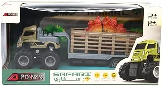 D Power 1:43 Scale Safari Trailer 4WD Truck with Dinosaur for Kids
