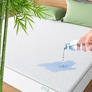 Novilla Waterproof King Mattress Protector, Bamboo Mattress Cover King Size 3D Air Fabric Cooling Bed Protector, 8''-18'' Deep Pocket, White (AC-NV0MP801-K)