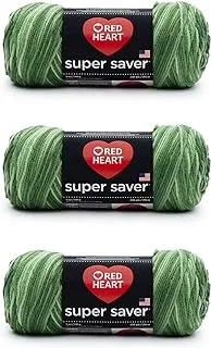 Red Heart Super Saver Yarn, 3 Pack, Green Tones 3 Count