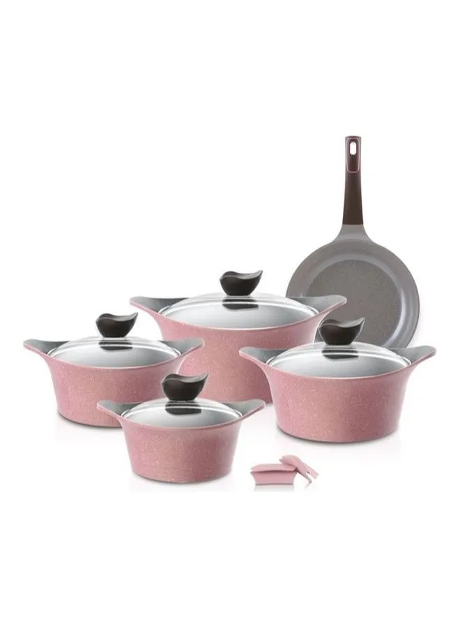 Neoflam 9-Piece Granite Cookware Set Pink 20cm