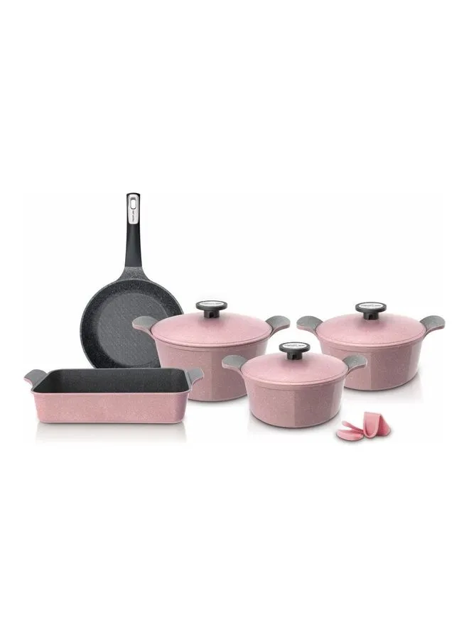 Neoflam 8 Pieces Granite Xtrema Cookware Set Marble Pink 28cm