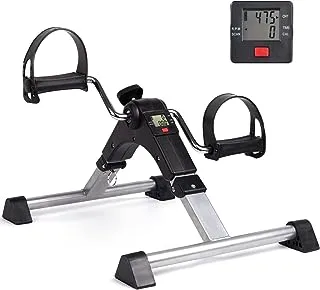 Under Desk Bike Folding Pedal Exerciser for Seniors - Portable Mini Exercise Bike Foot Pedal Exerciser with Electronic Display for Legs and Arms Sitting Workout
