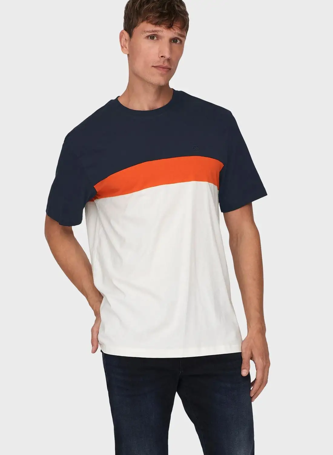 only sons Color Block Crew Neck T-Shirt