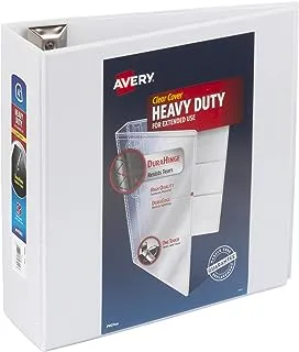 حافظة Avery Heavy Duty View 3 حلقات، حلقة مائلة بلمسة واحدة 4 بوصة، تحمل ورق مقاس 8.5 بوصة × 11 بوصة، 1 غلاف أبيض (79704)