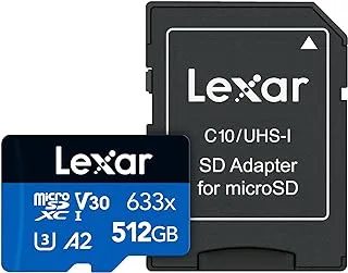 بطاقة Lexar عالية الأداء 633X سعة 512 جيجابايت MicroSDXC UHS-I