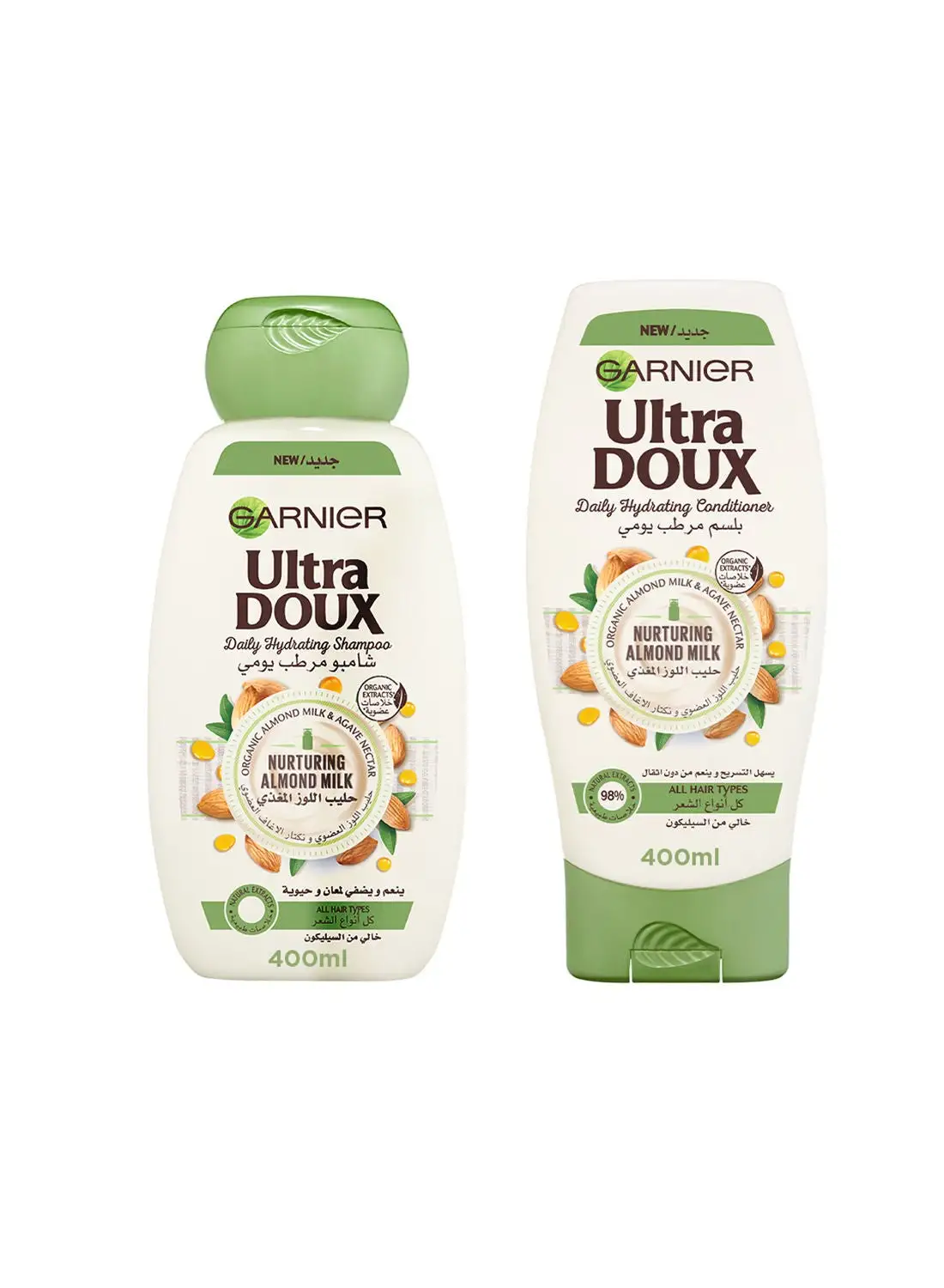Garnier Ultra Doux Almond Milk Shampoo 400ml And Conditioner 400ml  Dual Pack