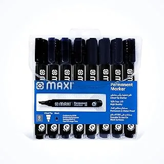 Maxi MX-80BL-8 Permanent Marker Chisel-Tip Wallet 8 Pieces