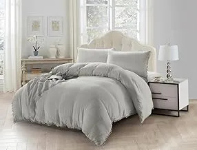 DONETELLA All-Season Bedding Duvet Set- 3 Pcs Single Size, Applique Pompom Design Duvet Sets for Sigle Bed -Without Filler (طقم لحاف سرير)
