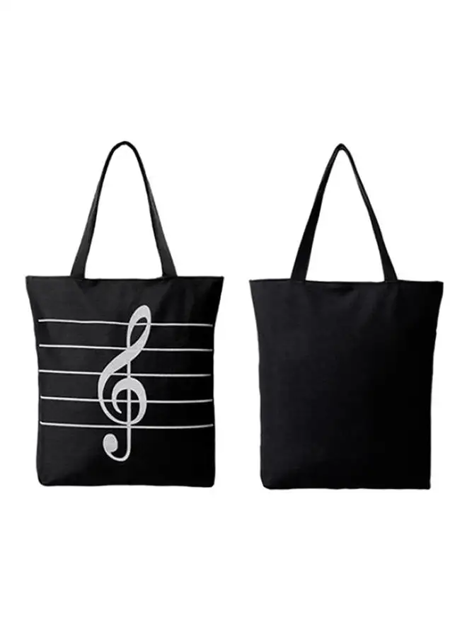 Bluelans Shopper Musical Tote Bag Black/White