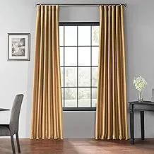 HPD Half Price Drapes Blackout Curtain Vintage Textured Faux Dupioni Silk PDCH-KBS8BO-84 (1 Panel), 50 X 84, Flax Gold