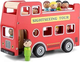 New Classic Toys City Tour Bus with 9 Play Figure, Red