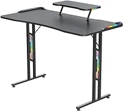Twisted Minds X Shaped RGB Gaming Desk - Sturdy Structure, LED Lighting, and Cable Management - Ergonomic Carbon Fiber Texture PC Gamer Desk for Home & Office