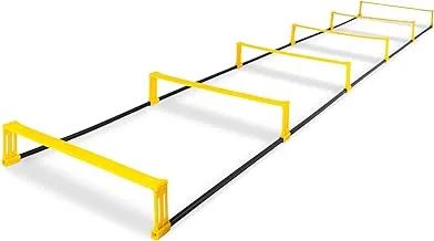 ProsourceFit Raised Speed & Agility Ladder with 6 Collapsible Hurdles for Footwork, Football & Soccer Elevated Training Workout Equipment