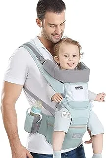 Baby Carrier Newborn to Toddler Baby Wrap Carrier with Hip Seat Lumbar Support Adjustable One Size Fits All Toddler Infant Baby Holder Carrier 360 All Seasons (Green)