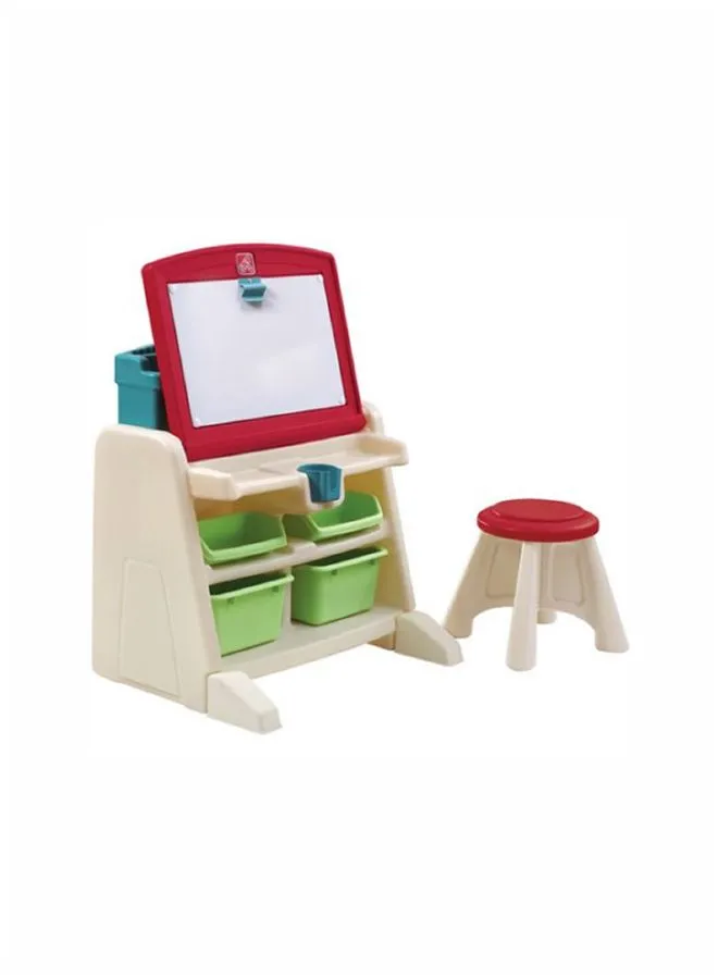 Step2 Flip & Doodle Easel Desk With Stool - Teal & Lime 66x60x40cm