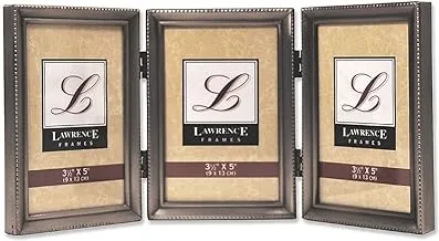 Lawrence Frames Bead Border Design, 3.5x5 Triple, Pewter