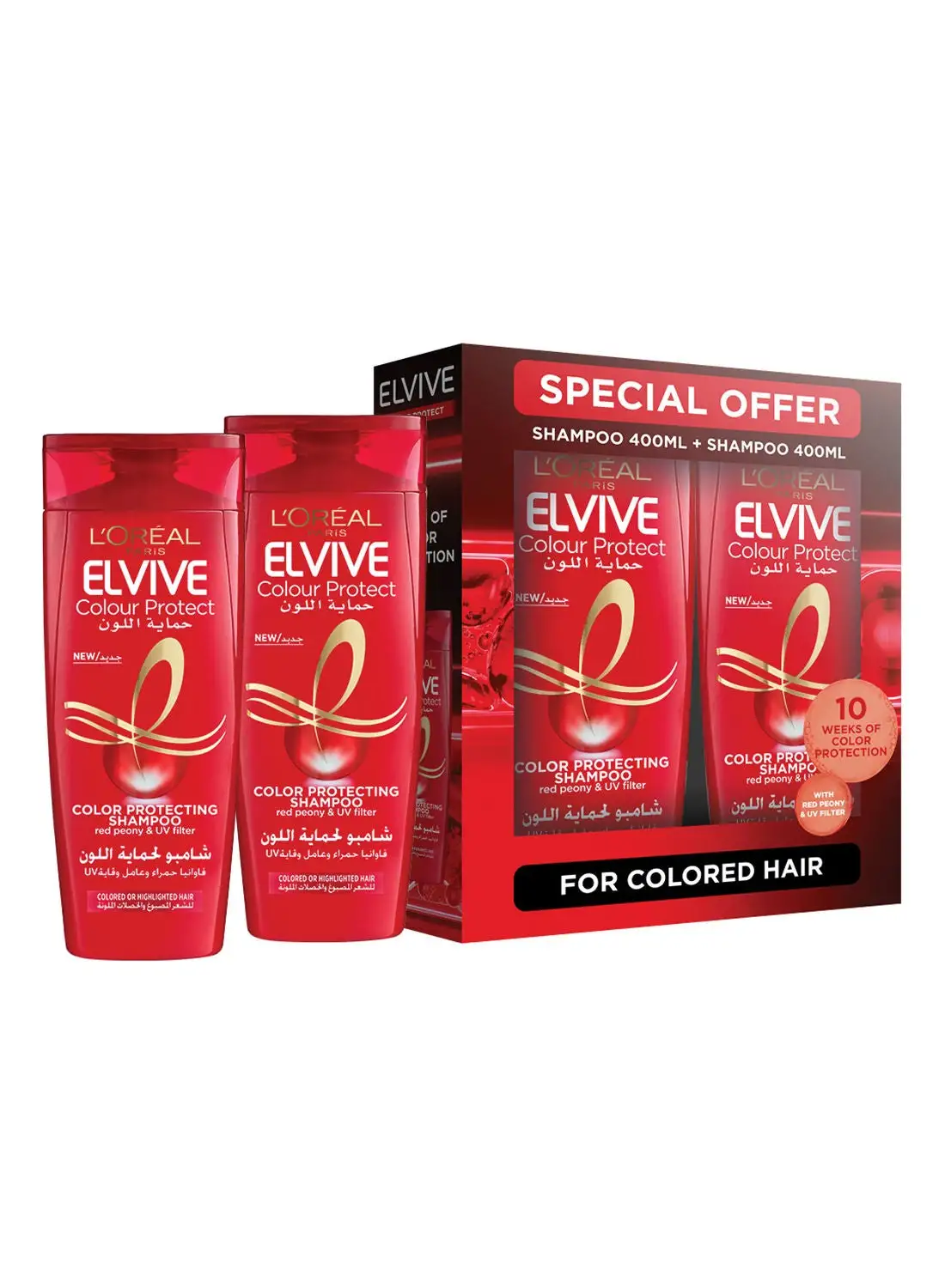 L'OREAL PARIS Elvive Color Protect Shampoo 400ml Twin Pack