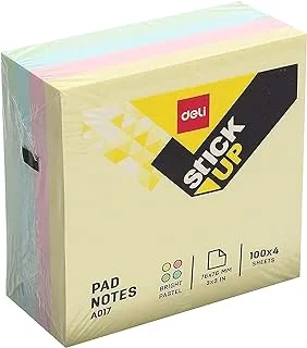 Deli Sticky Notes, 76 mm x 76 mm Size, Multicolour, Pack 1
