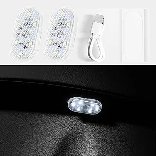 أضواء LED للسيارة، مصابيح LED داخلية صغيرة محمولة تعمل باللمس مع 6 حبات مصباح LED ساطعة، إضاءة طوارئ للسيارة قابلة للشحن عبر USB (ضوء أبيض دافئ)