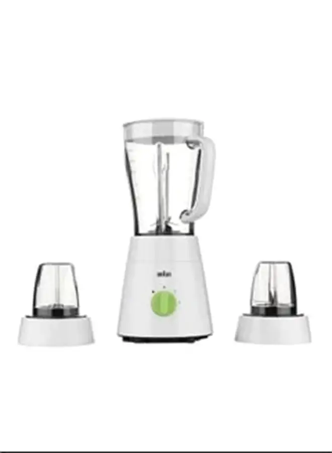 BRAUN Blender 3 in 1 With 2 Speeds, Pulse Function, Multi Mill, Grinder Mill 1.75 L 500 W JB0123WH White
