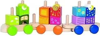 مكعبات فانتازيا خشبية وسيارات قطار من هيب - مجموعة من 17 قطعة