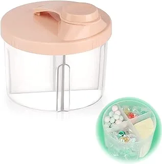 Dispenser, ELECDON Non-Spill Rotating Four-Compartment Formula Dispenser and Snack Storage Container for Infant Toddler Children Travel Outdoor, Pink