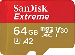Sandisk extreme microsd uhs i card 64gb for 4k video on smartphones,action cams 170mb/s read,80mb/s write, sdsqxah-064g-gn6mn
