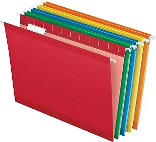 Pendaflex Reinforced Hanging Folders, Letter Size, Assorted Colors (Green, Blue, Red, Yellow, Orange) 1/5 Cut, Tabs and Inserts, 25/Box (41522AMZ)