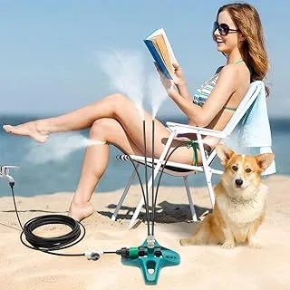 COOLBABY Outdoor Patio Yard Portable Standing Misting System,26 FT 360 Degree Adjustable Nozzle Stand Mister for Water Mist Playing Pet Cooling Backyard Pool Garden