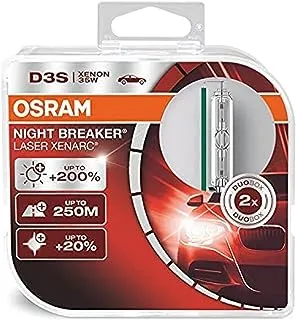 OSRAM XENARC® NIGHT BRECER® LASER، D3S، مصباح أمامي زينون، سطوع أكثر بنسبة 200%، لمبة زينون Hid، مصباح تفريغ، 66340Xnl، Duopack (مصباحان)