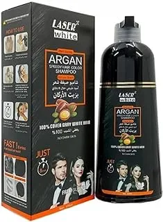 Laser White Argan Oil Hair Dye Shampoo 420 ml, Black Brown
