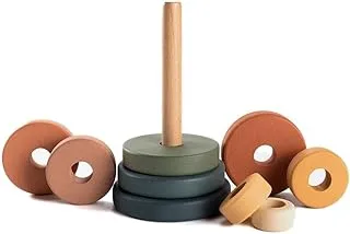 SABO Concept - مجموعة حلقات الألعاب الخشبية (الأخضر والخردل)