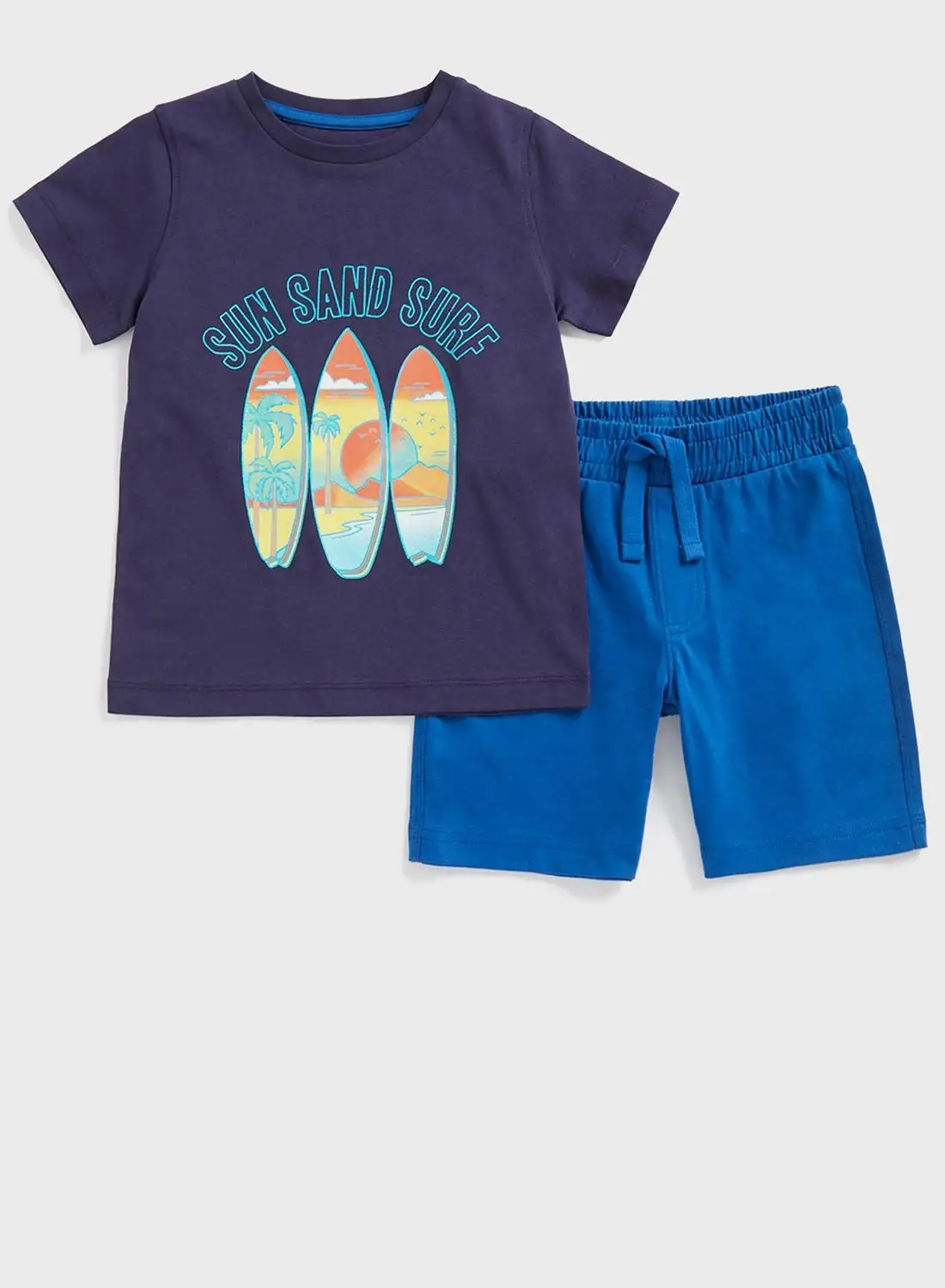 mothercare Kids Graphic Print T-Shirt & Shorts Set