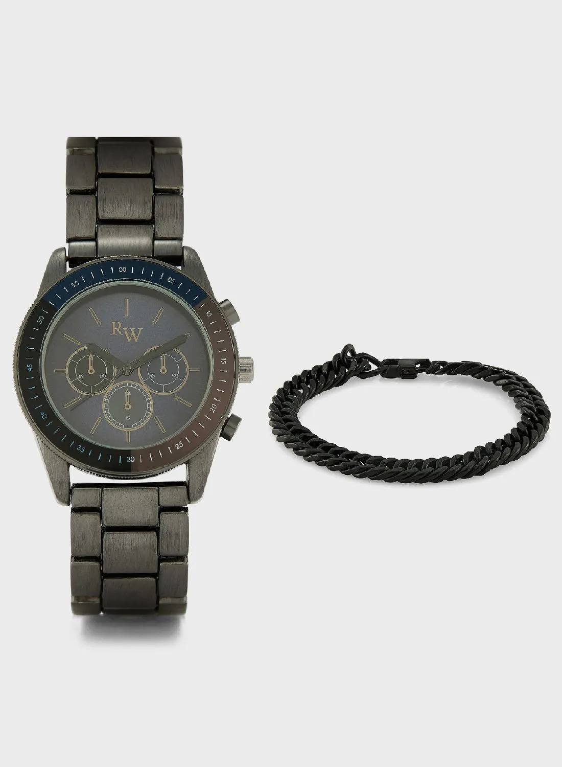 Robert Wood Analogue Watch And Stainless Steel Bracelet Gift Set