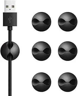 TECHVIDA Cable Clips-Round Cable Clamps Pack of 6 Adhesive Cable Hooks, Cable Organizer, Cable Management Wire Support System, Home, Office, Cubicle, Car, Desktop Accessories (Black)