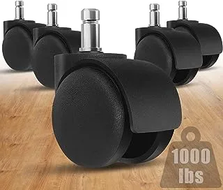 Office Chair Wheels - 2 Inch Chair Caster Wheel Set of 5, Heavy Duty Chair Wheel Replacement Supports 1000 lbs, No Noise, Suitable for Hardwood Floors and Carpets