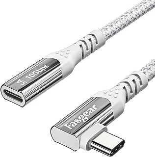 USB C Extension Cable 50cm Fasgear USB 3.2 Gen 2x1 Type C Male to Female Extender Right Angle Cord Adapter Compatible for Thunderbolt 3/4 Mac Book Pro/Galaxy S22/iPad Mini/Switch/Pixel 6 Pro (1.6ft)