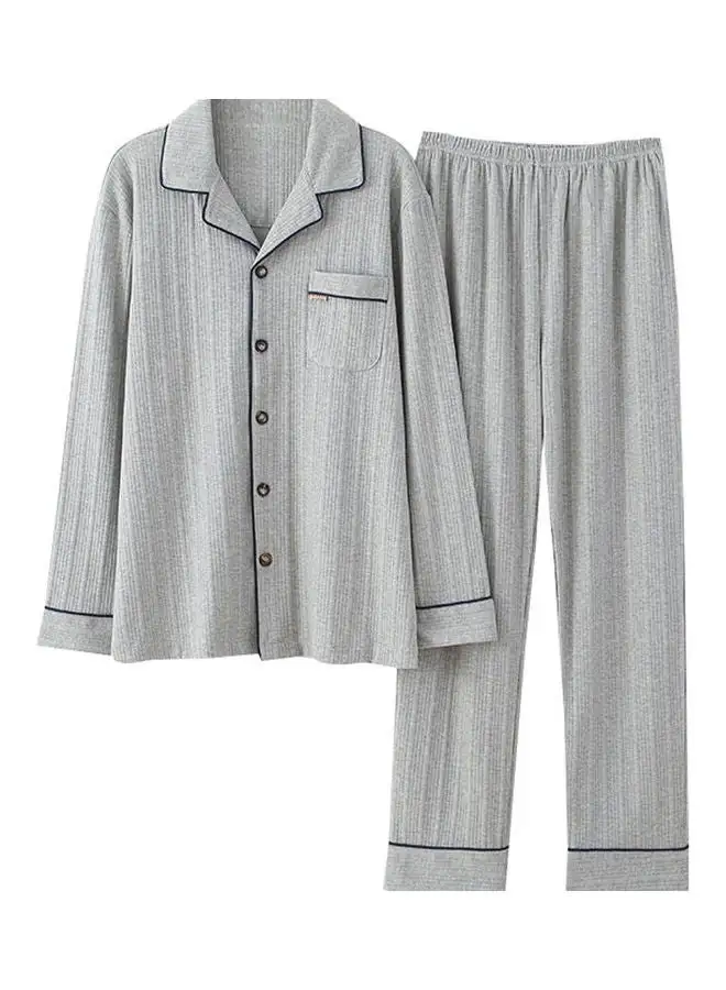 Joychic 2-Piece Striped Pyjama Set Grey/Black