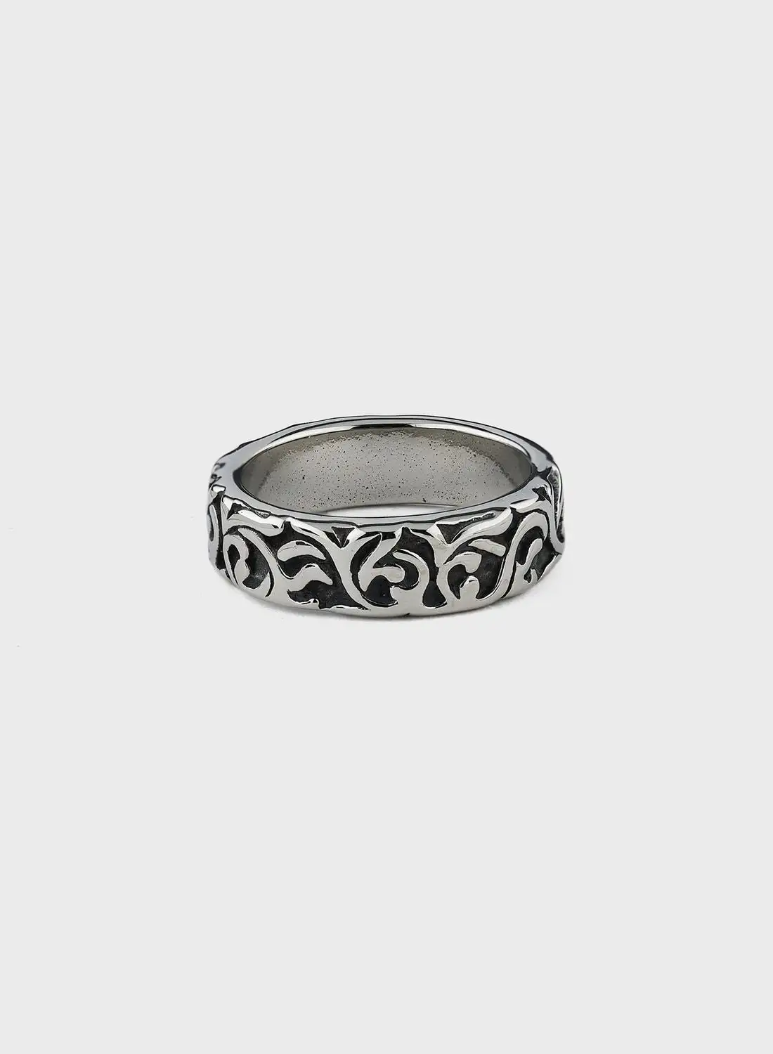 Seventy Five Arabic Pattern Stainless Steel Ring