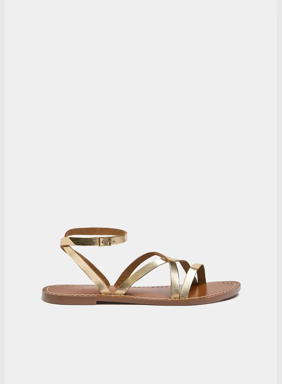 PULL&BEAR Flat leather strappy sandals