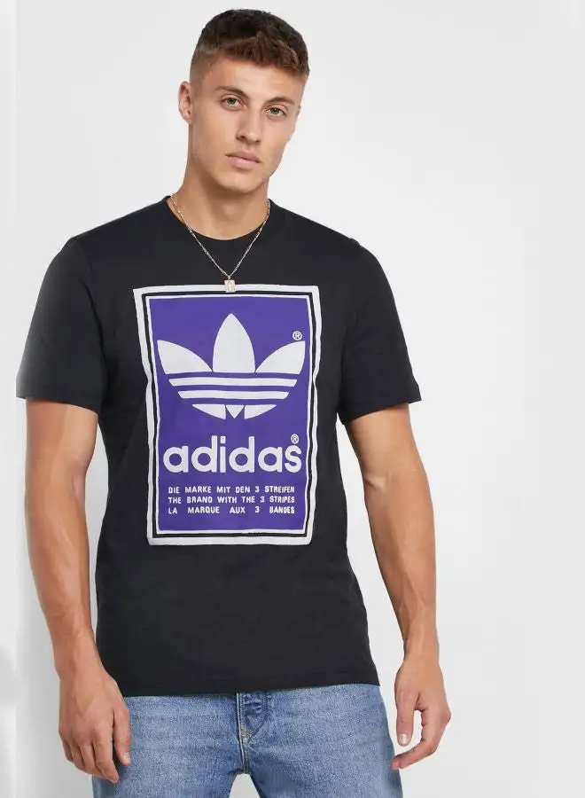 adidas Originals Short Sleeve Filled Label T-Shirt Black/Cpurpl