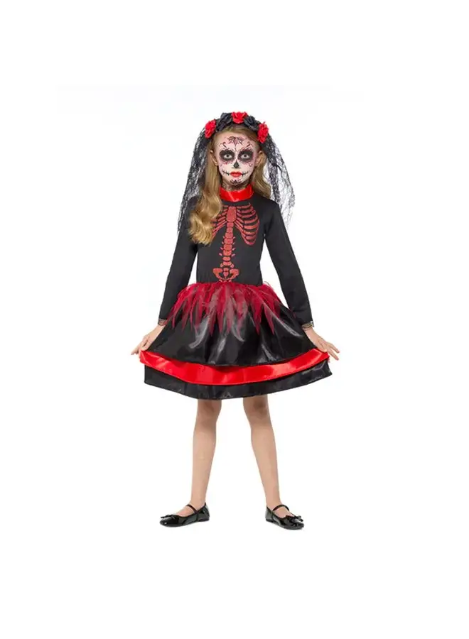 RUBIE'S Red Day Of The Dead Senorita Kids Halloween Dress Up Costume
-84607-S-3-4Y-Black and Red