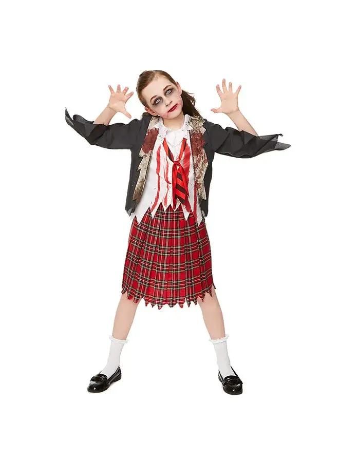 RUBIE'S Zombie School Uniform Girl Dress Up Kids Halloween Costume-84565-S-3-4Y-Multicolour